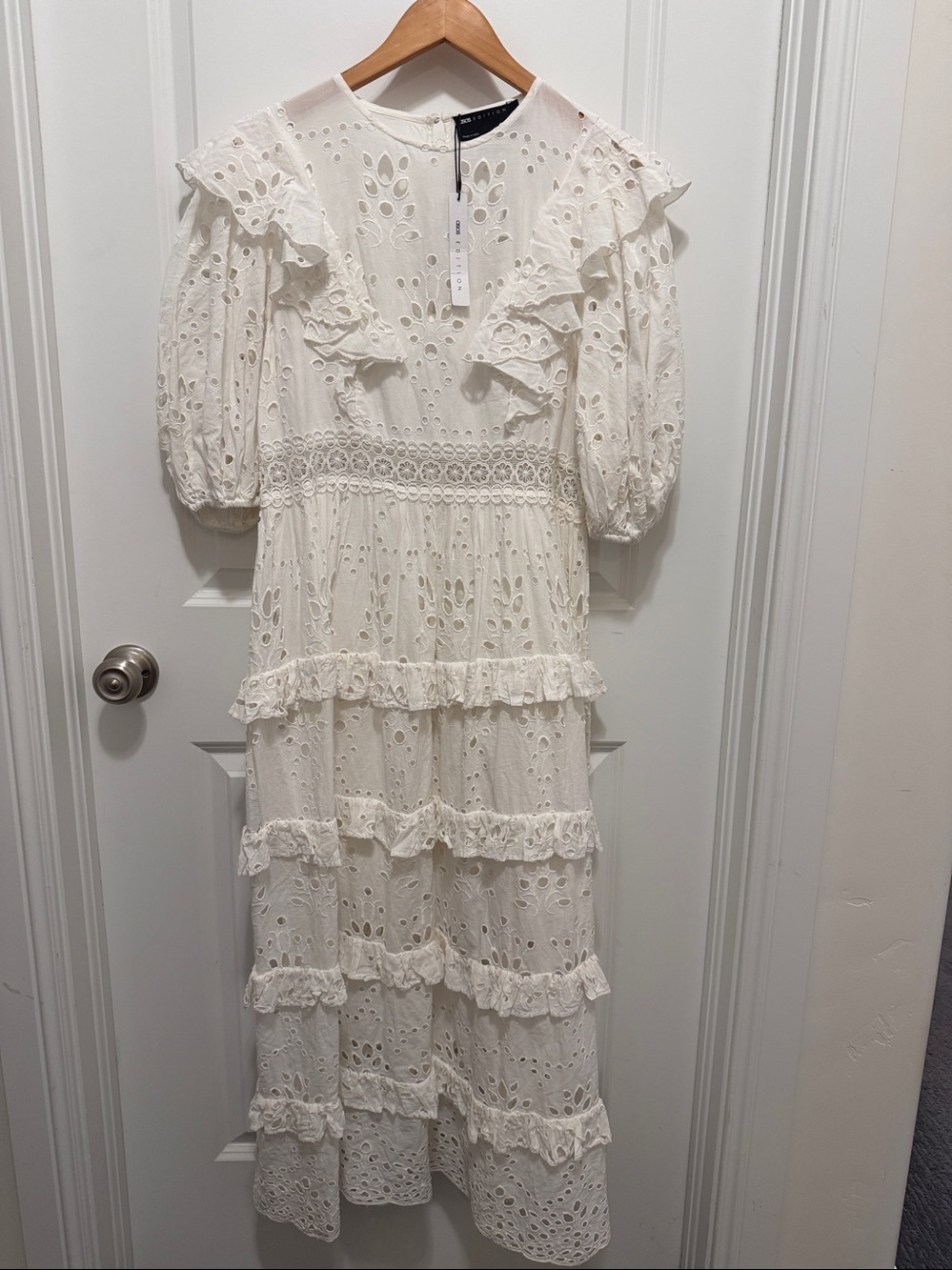 ASOS DESING eyelet tiered maxi dress